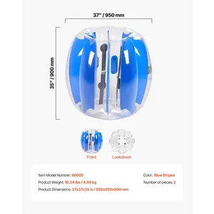 VEVOR Inflatable Bumper Balls 2-Pack, 3FT/0.9M Body Sumo Ball, Durable Thick PVC Human Hamster Bubble Knocker for Outdoor Team Gaming Play, Bopper Toy for Playground Yard Park, Blue Stripes