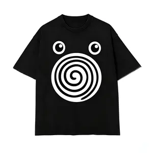 Unisex Spiral Big Eyes Cartoon Art Pattern Washed Vintage T-Shirt - Wash Cotton Retro Streetwear Aesthetic