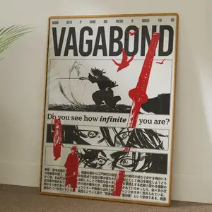 Vagabond Manga Poster, Miyamoto Musashi Vintage Wall Art, 8K Quality Fine Print (Unframed, Print Only)