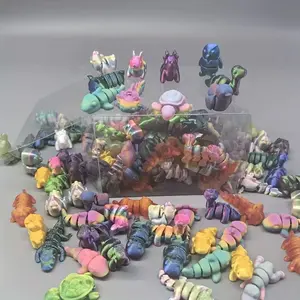 3D Printed Mini Animal Kingdom Decorations, Abstract Figure Sculpture, Articulating Figurines, 20 Random Styles, Perfect for Room, Garden, Aquarium, Holiday Choice