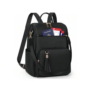 Backpack Purse For Women Leather Travel Backpack Purse Waterproof Anti Theft Fashion Small Casual Daypacks Mini Backpack Purse Ladies Convertible Shoulder Bag Travel Bag With Tassel