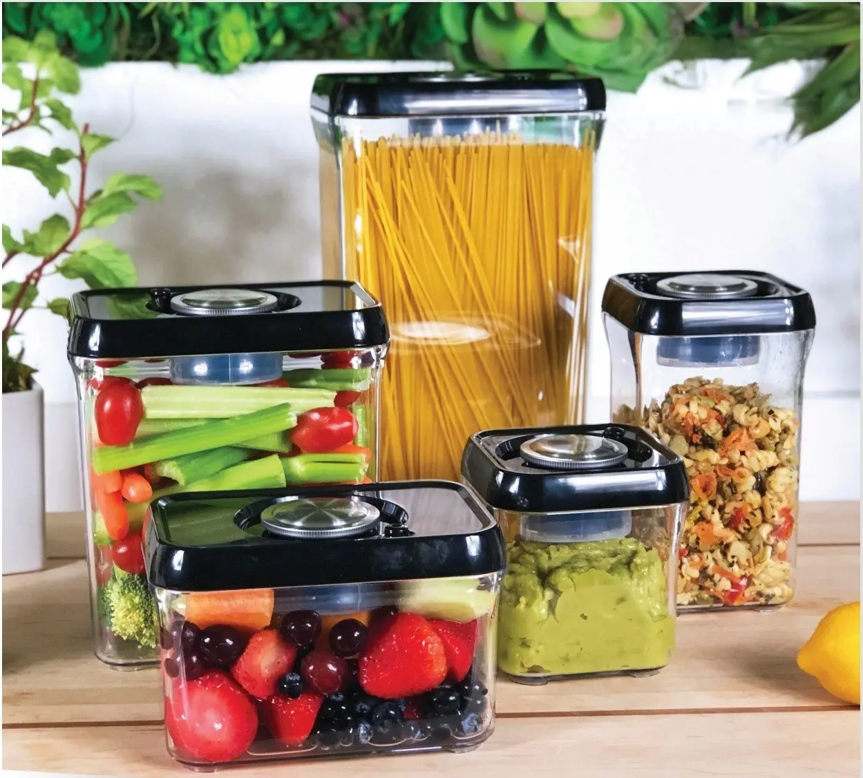 Stainless Steel Pump Vacuum Storage Containers - Airtight Seal & Freshness Guaranteed - BPA-Free & Lifetime Guarantee - Smart Kitchen Hacks for Efficient Food Storage Canister Organiser Organizer