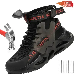 Men Safety Shoes For Work Safety Boots Breathable Steel Toe Puncture Proof Sport Work Sneakers Construction Security Boots Men Indestructible Shoes Construction Work & Daily Wear