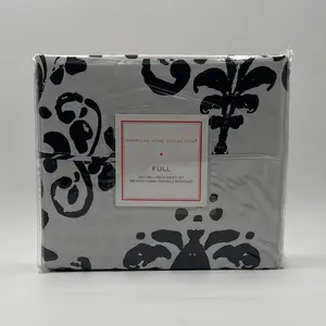 American Home Collection Ultra Soft 4-6 Piece Black and White Damask Bed Sheet Set