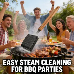 Bristle Free Grill Brush with Scraper| Safe & Efficient Steel Wool Steam BBQ Cleaner