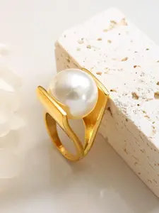 Faux Pearl Decor Vintage Ring, Elegant Promise Ring for Women for Party, Daily Decor, Trendy All-match & Exquisite Jewelry for Birthday Gift, Fashion Rings
