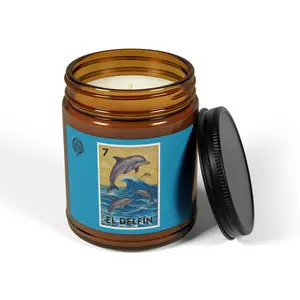 Dolphin Lotería - Scented Soy Candle (El Delfín) Decor Glass