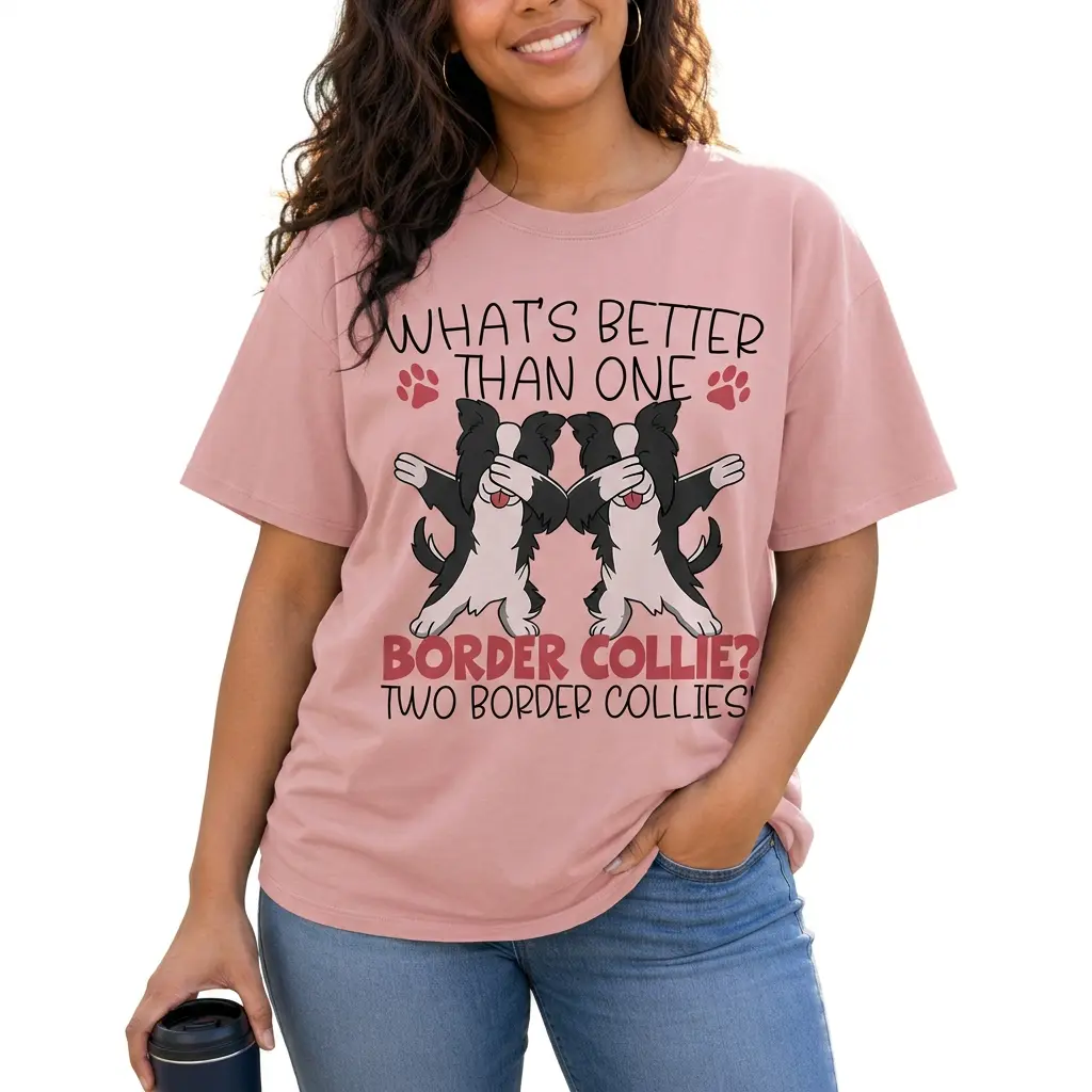 Funny Border Collie Shirt Women Plus Size Graphic Tee Dog Mom Gift