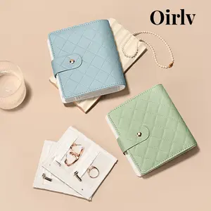Oirlv Jewelry Organizer Book - Travel Jewelry Storage Case, Aesthetic Quilted PU Leather Pouch with Clear Zipper Pockets for Necklaces, Earrings, Rings, Durable Portable Storage Organization Gift