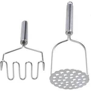 2 Pcs Stainless Steel Potato Masher,Integrated Masher Kitchen Tool Wire Masher for Potatoes, Vegetables,Beans, Fruit