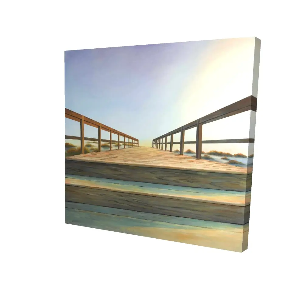 212 MAIN High-Def Footbridge Photo Print - 24x24 in. Marine Beach Coastal Themed Sandy Wall Art, Artistic Home Room Decorations for Lovers