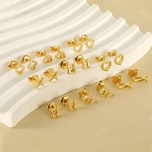 18K Gold Plated Titanium Steel Mini Heart Stud Earrings, Minimalist Tiny Heart Earrings for Women, Hypoallergenic Everyday Jewelry