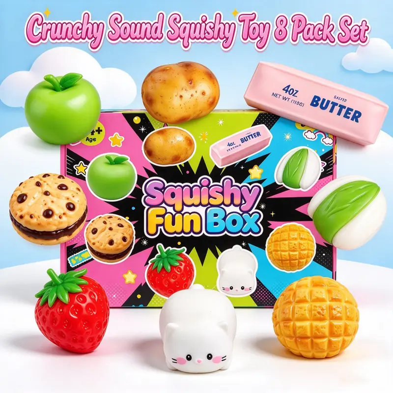 8-Piece Set Crunchy ASMR Sensory Fidget Balls, Building-Block Filled Anti-Stress Squishy Toys, Ideal Gift for Teens & Adults, Party Entertainment, Back to School Haul, Exam Week Birthday Presents, Halloween & Haunted Theme Gifts, Great Christmas Gifts