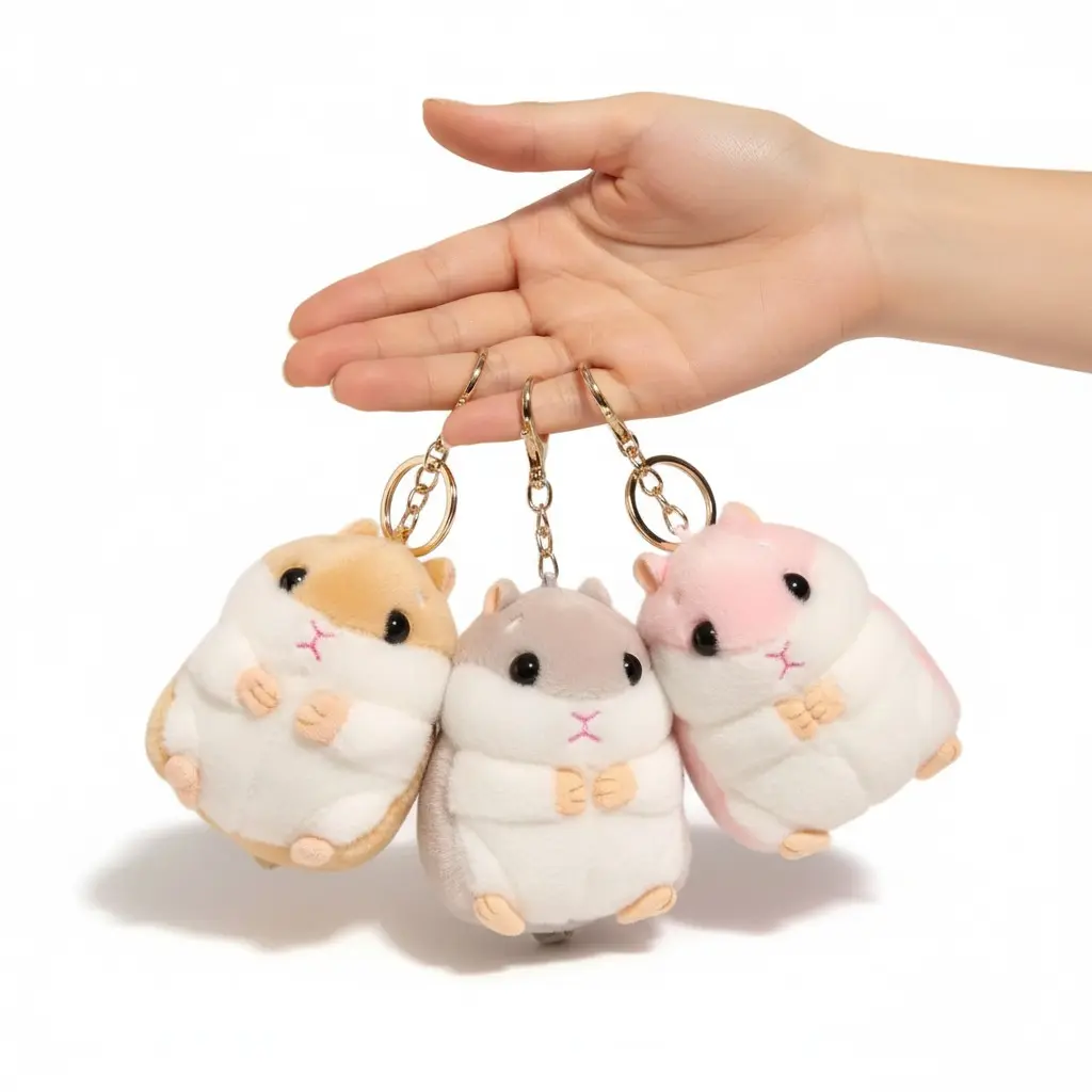 Cute Hamster Keychain – Soft Animal Bag Charm Accessory – Adorable Gift for Bag Lovers & Pet Fans