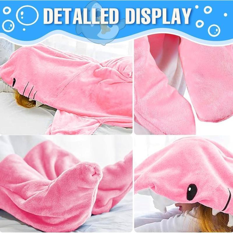 Shark Blanket Hoodie Onesie For Adult  Cozy Flannel Throw Wearable Animals Costume For Christmas Gifts