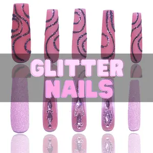 Nailzotica Glitter Reusable Acrylic Gel UV High Quality Handmade Luxury Press On Nails