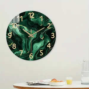 Acrylic Wall Clock, Fantasy Theme, and Gold Marble Texture, Silent Mechanism, Ideal for Living Room, Office Decor, Luxury Gift