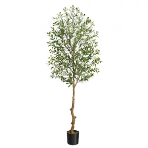4ft 6ft 7ft Artificial Olive Tree, Realistic Faux Silk Potted Plant with Moss, Adjustable Branches and Fruits for Indoor Tropical Home Decoration