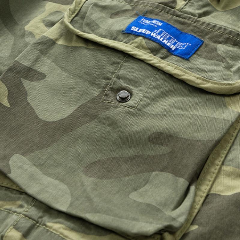 Clean Gent men’s drawstring elastic-waist camouflage cargo shorts, breathable cotton fabric, regular fit for casual comfort in summer, versatile everyday bottoms, machine washable Clean Gent men’s drawstring elastic-waist camouflage cargo shorts, breathable cotton fabric, regular fit for casual comfort in summer, versatile everyday bottoms, machine washable