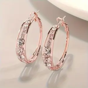 Women's Elegant Hollow Round Donut Earrings - Gold-Tone Minimalist Costume Jewelry, Chic Style, Gold Statement, Chunky Metallic-Accented, Colorful Statement Accessories for Daily Wear, Parties, Ideal Gift, Gold Statement Earrings, Large Hoop Earrings