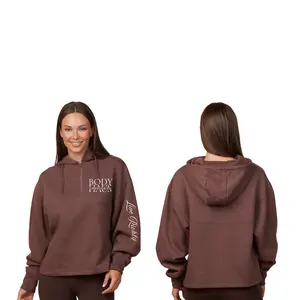 BHLC Live Richly Hooded Quarter Zip - Unisex Running Jacket - Java