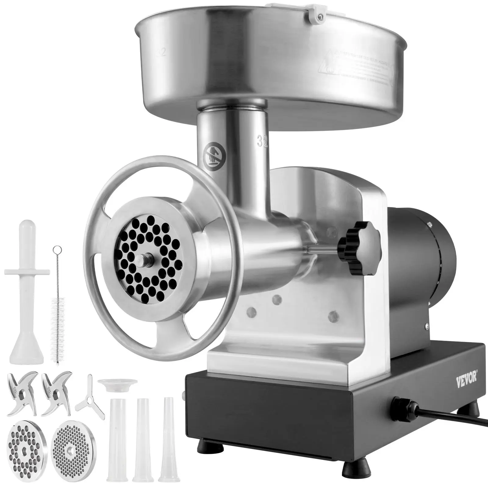 【summerfinds】VEVOR Electric Meat Grinder, 992 Lb/H Capacity, 1100W (4600W MAX) Industrial Meat Mincer with 2 Blade, 3 Grinding Plates, Sausage Maker & Kubbe Kit Carbon Steel Commercial Meat Grinder, ETL Listed