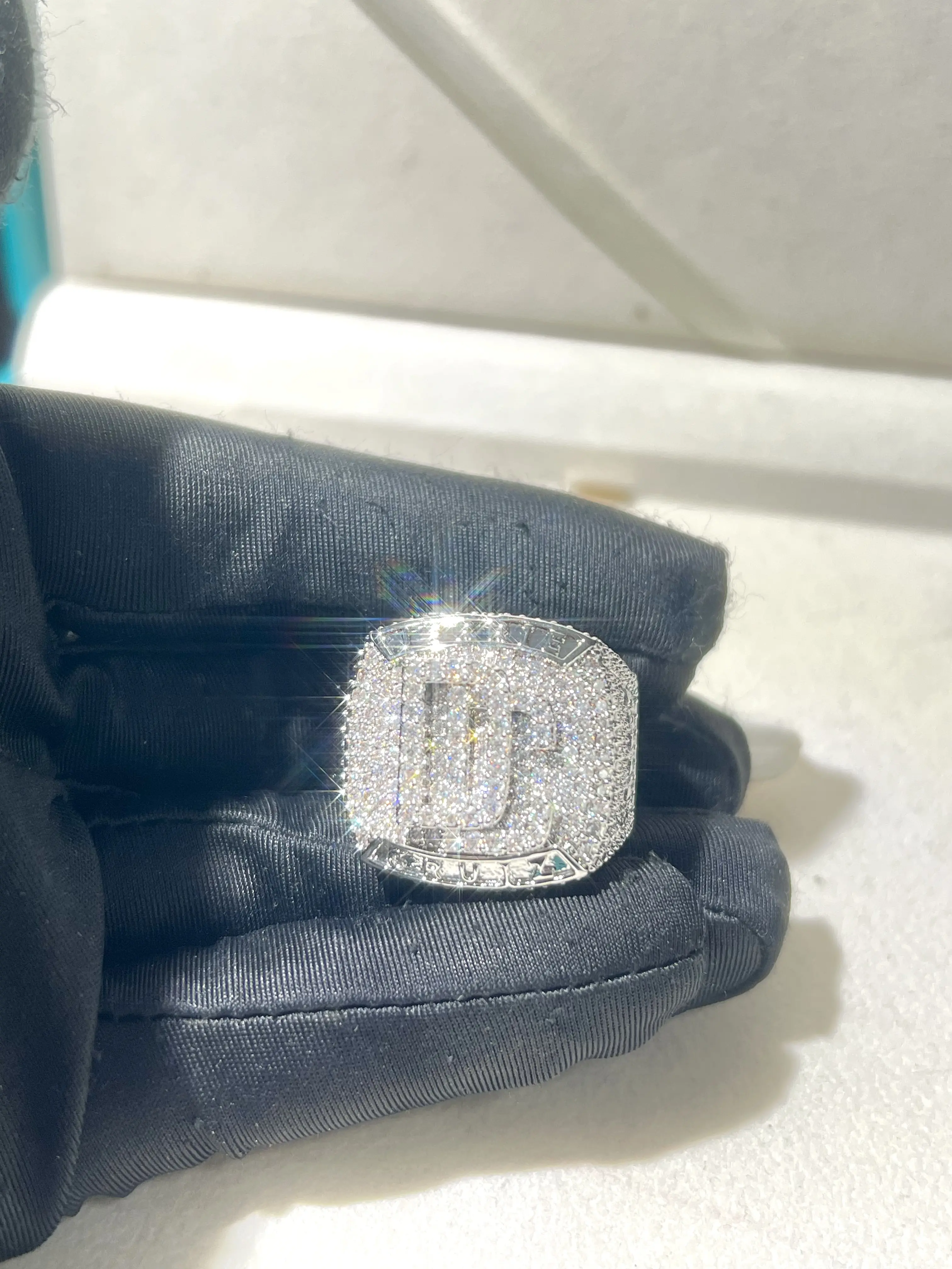 Classic Hand shaped DC Ice Cut Luxury Full Diamond Ring, Ice Out Ring, Hip Hop Boutique Jewelry Gift, Hip Hop Rap Singer Loves Luxury Rings, Iced Classic Ring