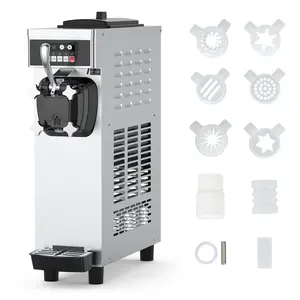 Commercial Soft Serve Ice Cream Machine – 21.2 QT/H Yield – 1500W Single‑Flavor Countertop Ice Cream Maker w/ 6L Hopper – Touchscreen Controls – Auto‑Clean Function for Restaurants & Snack Bars