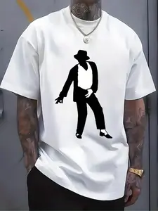 Men'S & Women'S Dancer Graphic T-Shirt - 100% Breathable Streetwear Tee with Bold Dancing Couple Silhouette Print, Fade-Resistant & Machine Washable, Plus Size Short Sleeve Round Neck Casual Shirt for Casual Attire, Soft Fabric Unisex Top for Dance