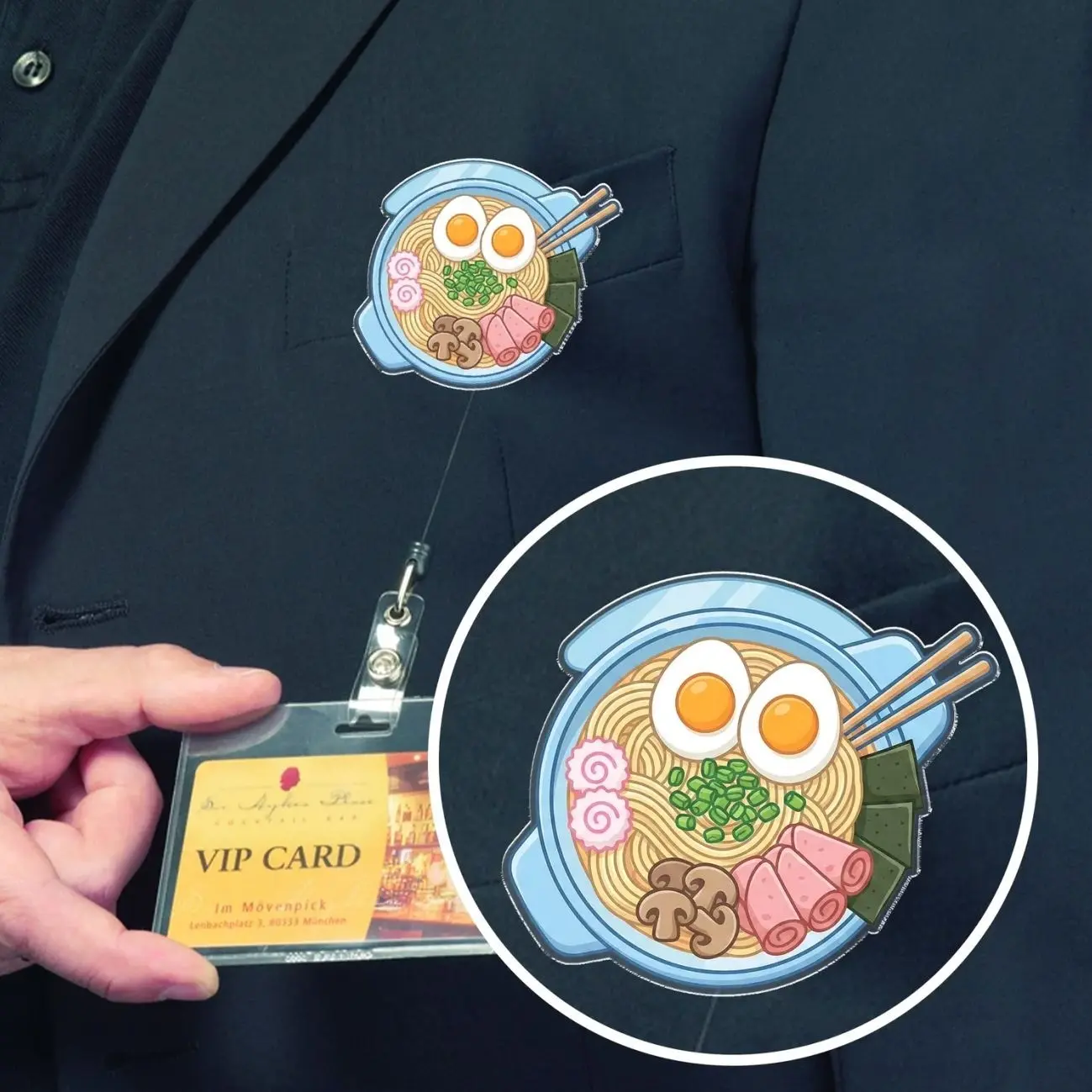 Ramen Shaker Badge Reel, Food Theme Retractable ID Holder, Nurse Badge Clip, Ramen Noodles Teacher Nurse Gift UYB