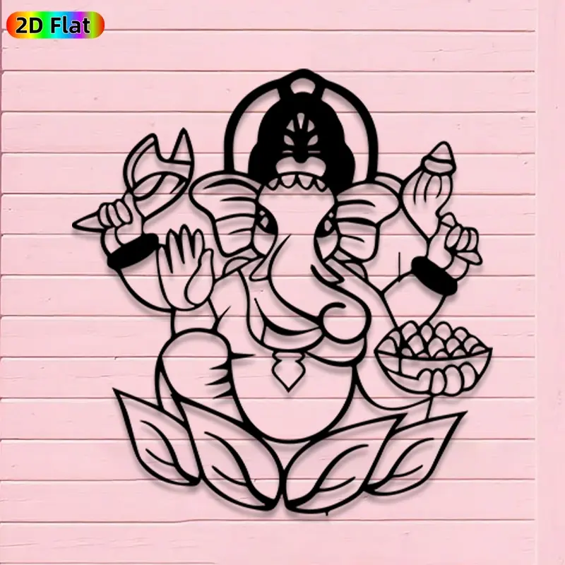 1pc Avant - Garde Ganesha Metal Wall Art, Avant - Garde Ganesha Statue Mural, Iron Craft, Perfect for Living Room, Garden, Indoor/Outdoor Decor, Intricate Craftsmanship, Artistic Metalwork, Christmas Decor, Ideal Gift for Trend Seekers