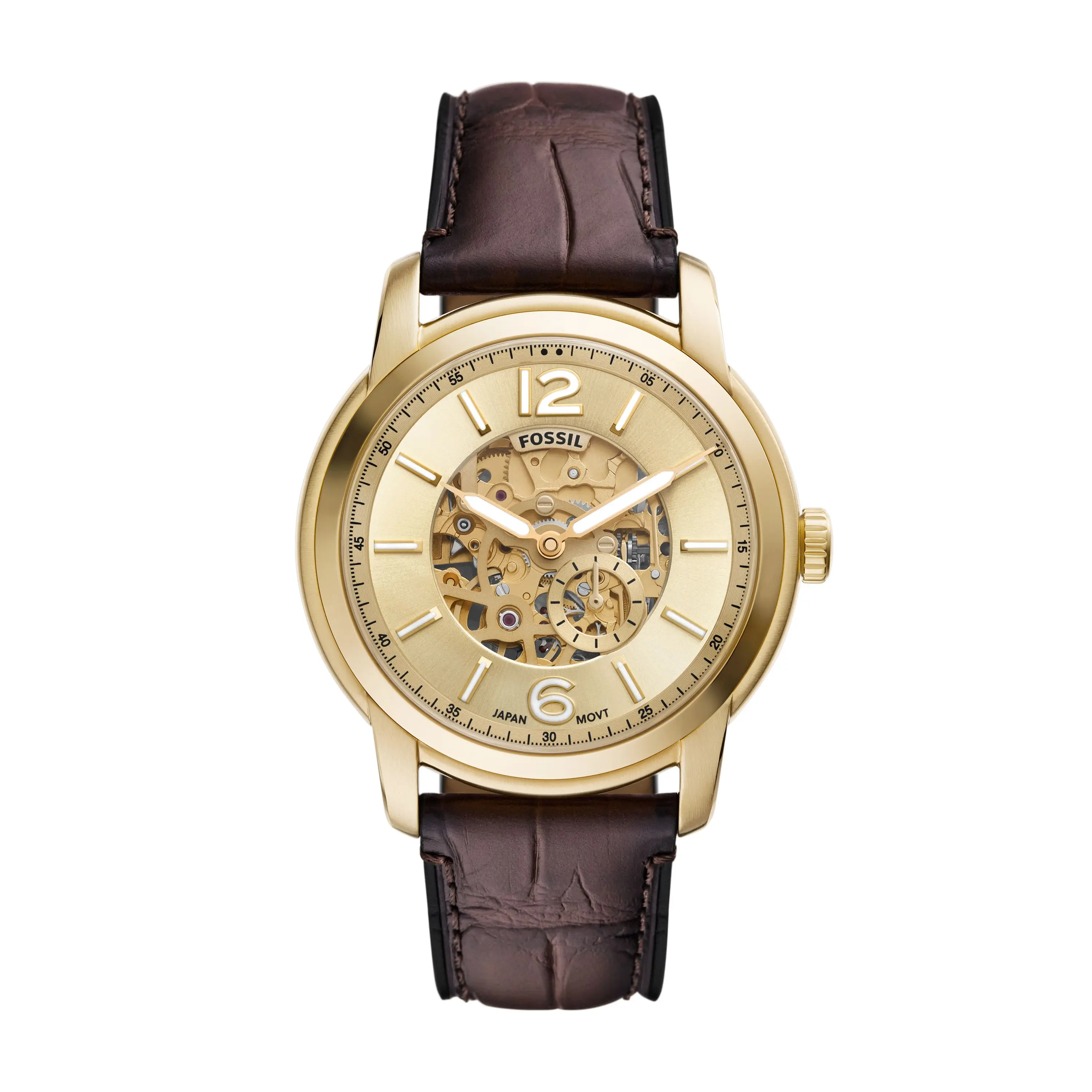 Fossil Men's Fossil Heritage 44mm Automatic Brown Croco Leather Watch