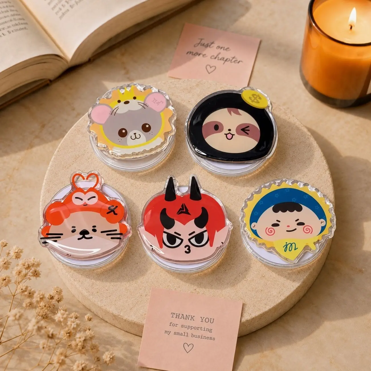 GMMTV Thai BL Mascot phonegrip Cute Chibi Icon Phone Grip, Fan Art Character Phone Holder, Kawaii Portrait Accessory, Gift For Fandom Collectors