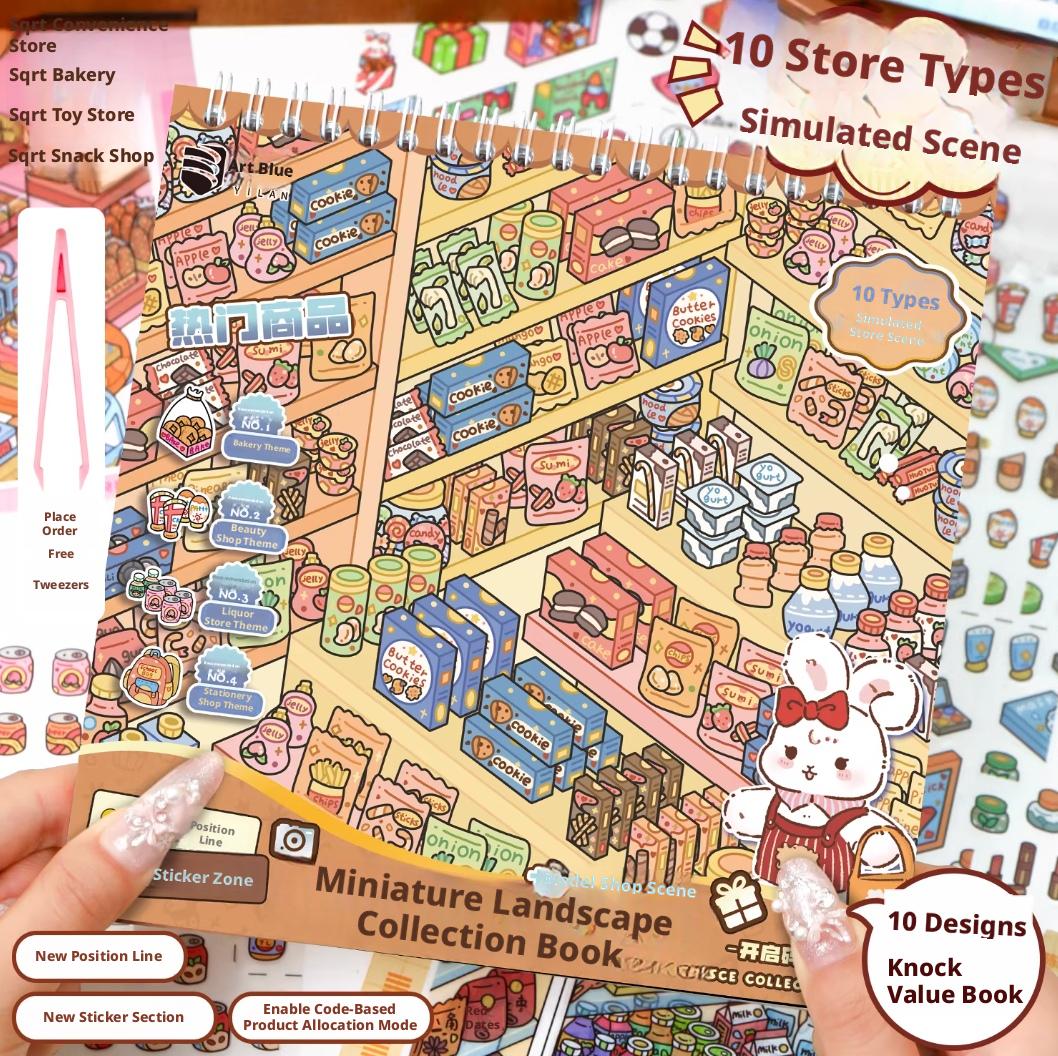 Yilan Start Stocking 3D Miniature Scene Sticker Book Immersive DIY Stress Relief