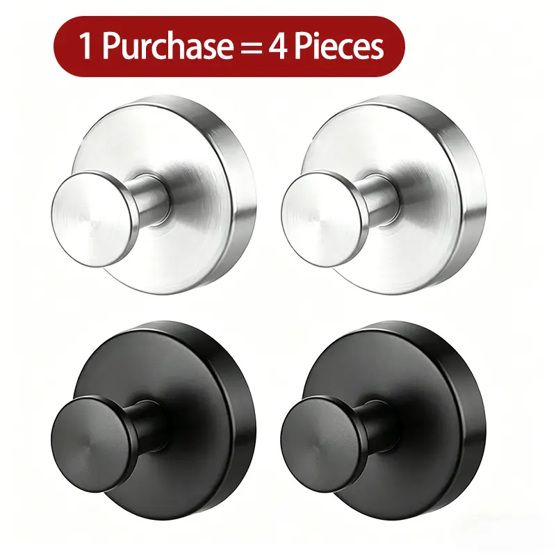 4-Piece Set of Modern Door Knobs in Silver and Black Finish for Contemporary Home Decor