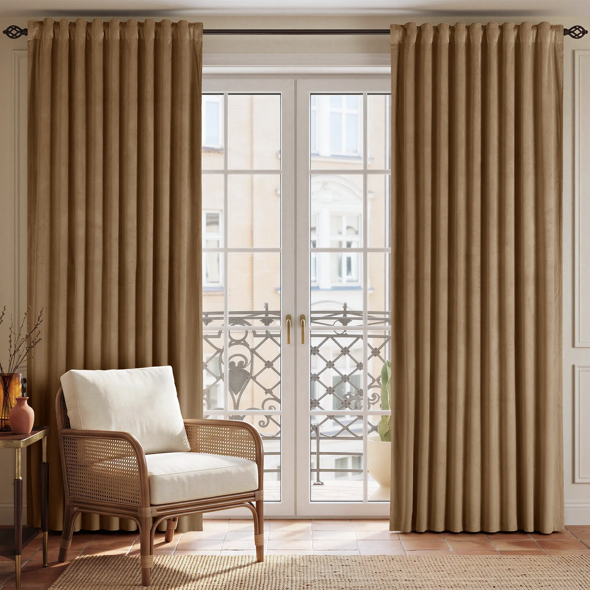 Velvet Curtains Room Darkening Privacy Curtain Extra Wide Room Divider for Sliding Door Floor to Ceiling Drapes with Hooks Soft Velvet Window Panels