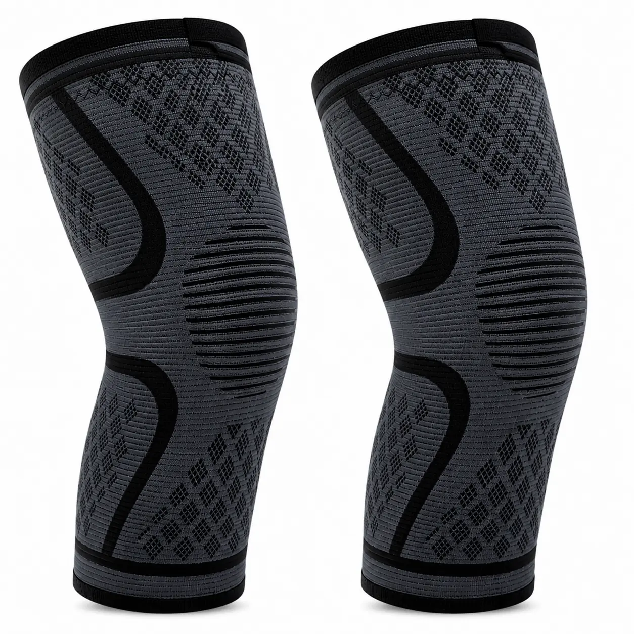 2 Piece Medium Knee Support Sleeves, Compression Knee Brace for Men Women, Knee Sleeves for Running, Gym, Training, Sports & Everyday Wear