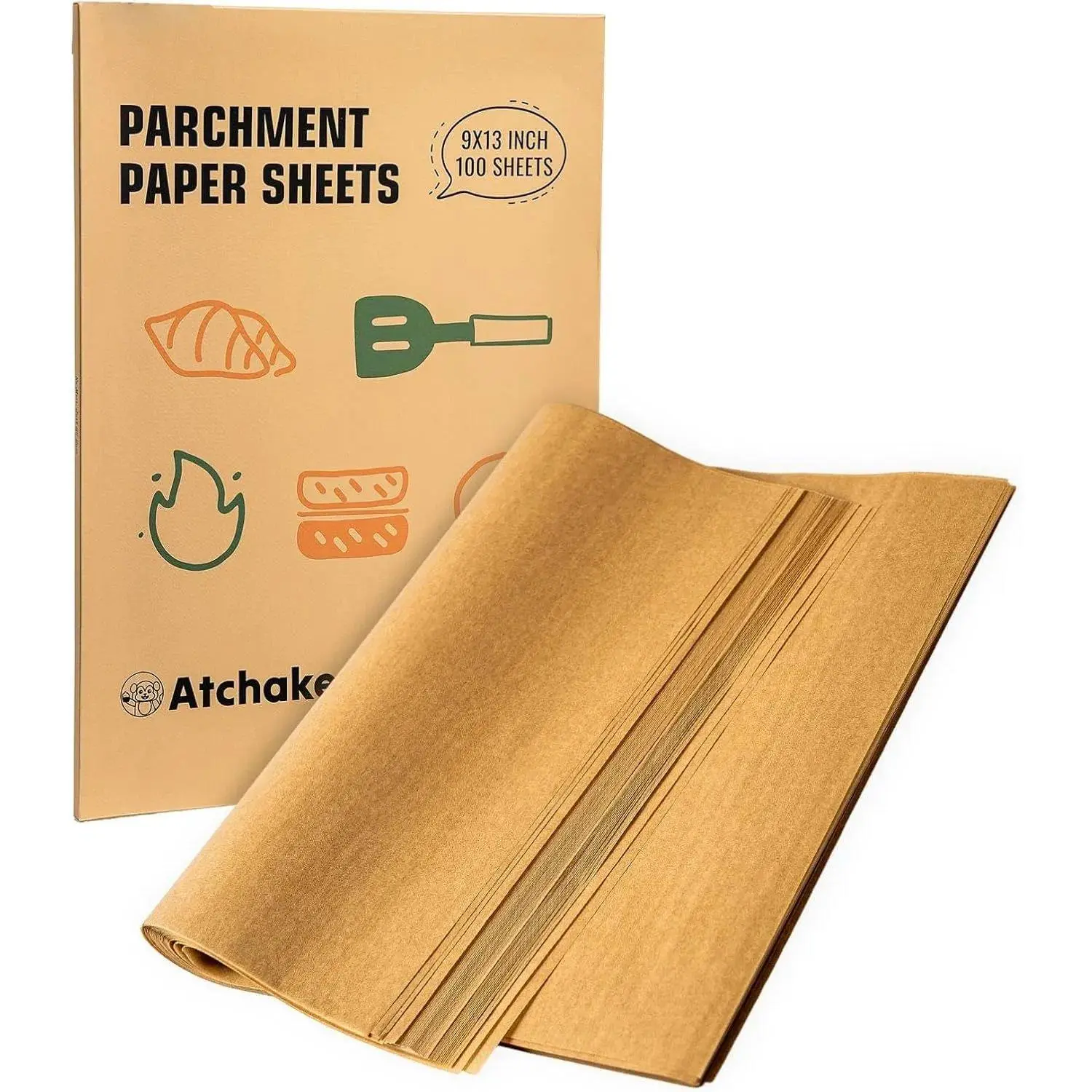 9x13 Unbleached Parchment Paper Sheets for Baking, Precut Brown Parchment Paper for Oven, Air Fryer, Heavy Duty Non-Stick Baking Paper for Quater Sheet, Fit for Cookies Bread Cooking, 100PCS