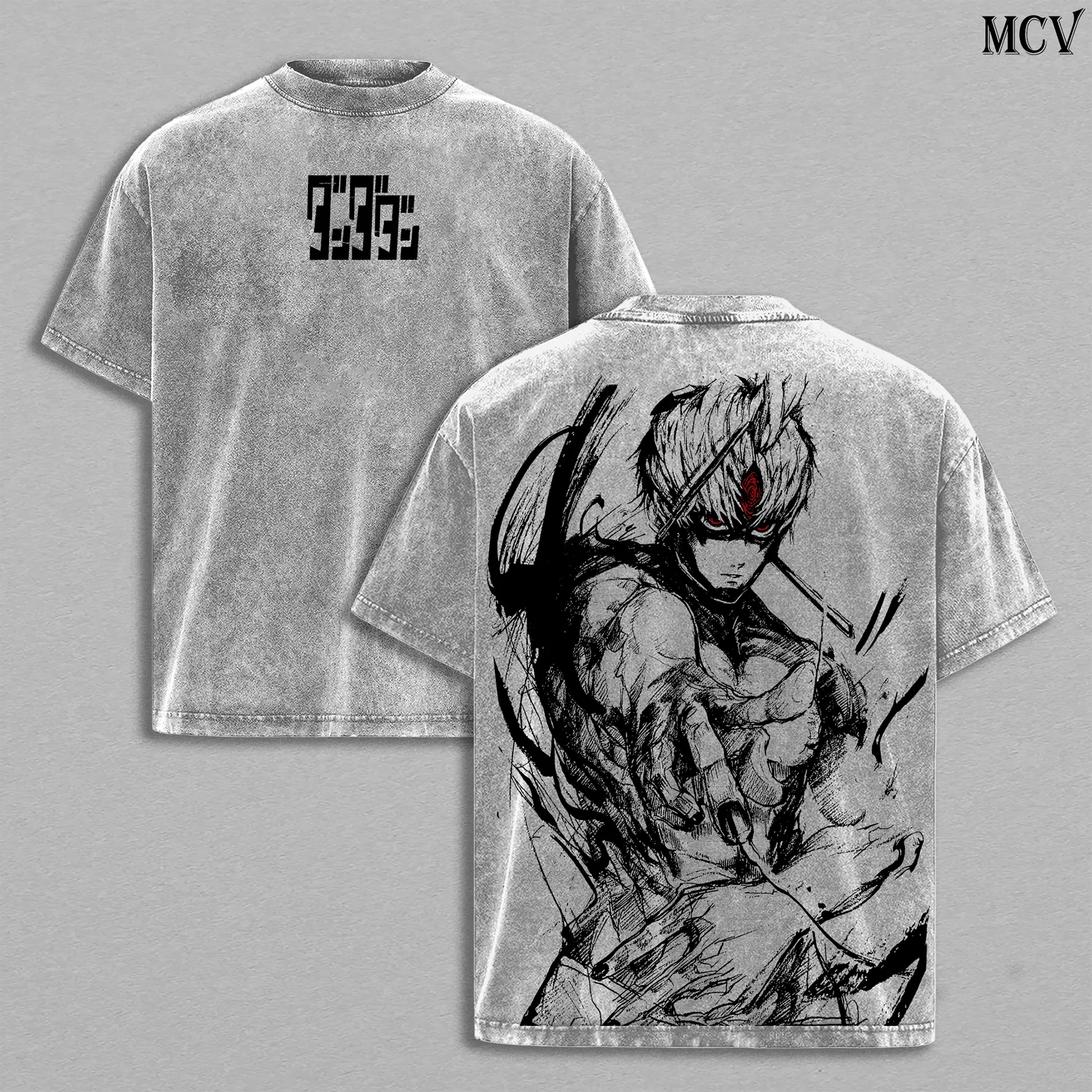 Jin Enjoji - Jiji Dandadan Anime Double Printed Vintage Washed Tee Unisex Oversize Anime Manga Washed Heavyweight Cotton T-shirt, Gift For Anime Fan, Anime Lover