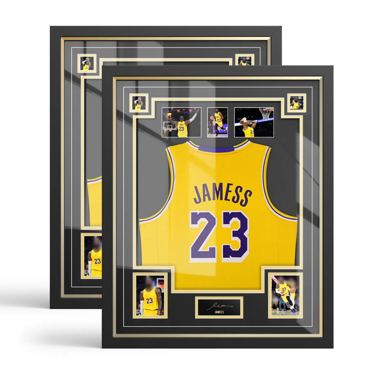 CCDCC Black Modern 28.3in x34.6in Professional-Grade Durable Sturdy High Quality Wooden Jersey Display Frame - Home Decor Photo Picture Holder Shadow Box with Mats for Football, Basketball Shirts