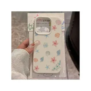1pc TPU Material Cute Flower, Seashell, Starfish Full Screen Pattern Phone Case, Compatible With IPhone Waterproof Shockproof Anti-Fall Scratch Resistant