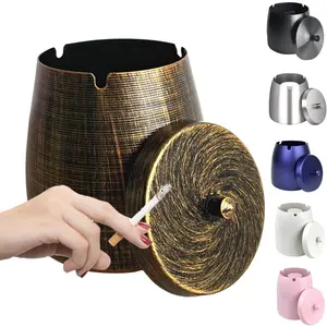 Ash Tray Large Outdoor Ashtray with Lid Ashtray for Outside Patio Stainless Steel Windproof Smokeless Ash Tray for Balcony Ashtrays for Smokers Cigar Home Office Decoration