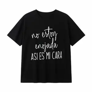Menswear Short-Sleeve Raglan T-Shirt - USA-Made Natural Cotton, Round Neck, Light Soft Breathable Fabric, Black, Stylish "No Estoy Enojada" Spanish Quote, Minimalist Everyday Casual Graphic T Shirts