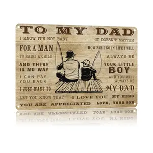 To My Dad From Son Aluminum Metal Sign 8x12 Inch - Father's Day Gift for Fishing Dad Dad & Son Heartfelt Wall Decor with Pre-Drilled Holes