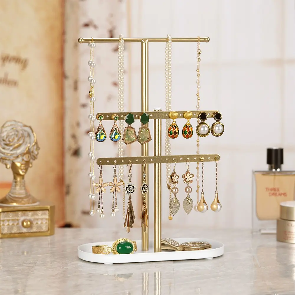 Jewelry Table Rack Jewelry Organizer Rack, 4-Tier Earring, Ring, Bracelet, and Necklace ...