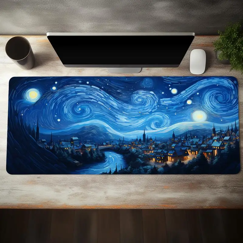 Night Starry Sky Space Galaxy Mouse Pad, Gamer Computer Large Mouse Mat Keyboard Pad, Soft Natural Rubber Anti-slip Mouse Mat, Washable Mouse Pad