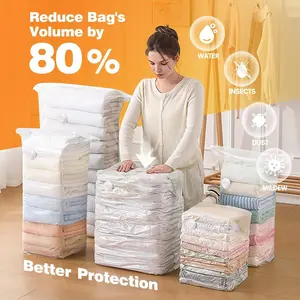 Transparent oversized vertical storage bag, vacuum compression bag, Space saver compression, suitable for carrying travel essentials, clothing, bedding, no need for pumps or electricity (squeeze exhaust), dustproof and moistureproof