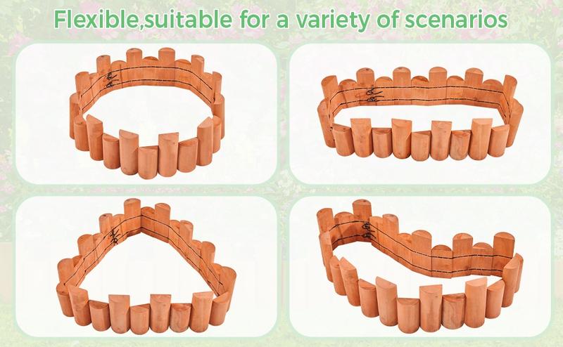 Yaheetech Garden Wooden Short Fence, 2/6pcs Outdoor Landscape Edging Flexible Decorative Border for Yard Patio Pathway Lawns Courtyard Maintenance