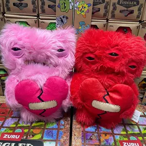 23cm Creepy Cute Broken Heart Monster Plush Toy, Ugly Fluffy Furry Stuffed Doll, Gothic Valentine’s Day Decor Gift for Teens Adults