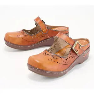 L'Artiste by Spring Step Leather Buckled Clogs - Aneria